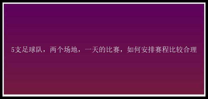 5支足球队，两个场地，一天的比赛，如何安排赛程比较合理