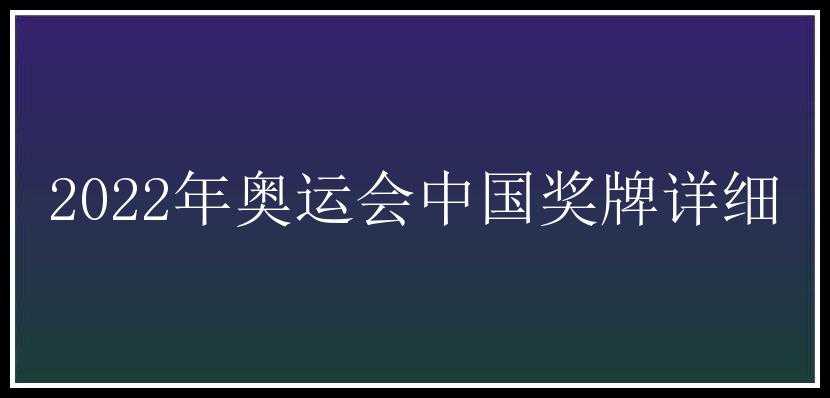 2022年奥运会中国奖牌详细