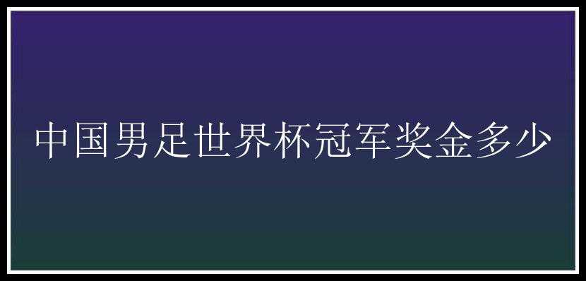 中国男足世界杯冠军奖金多少