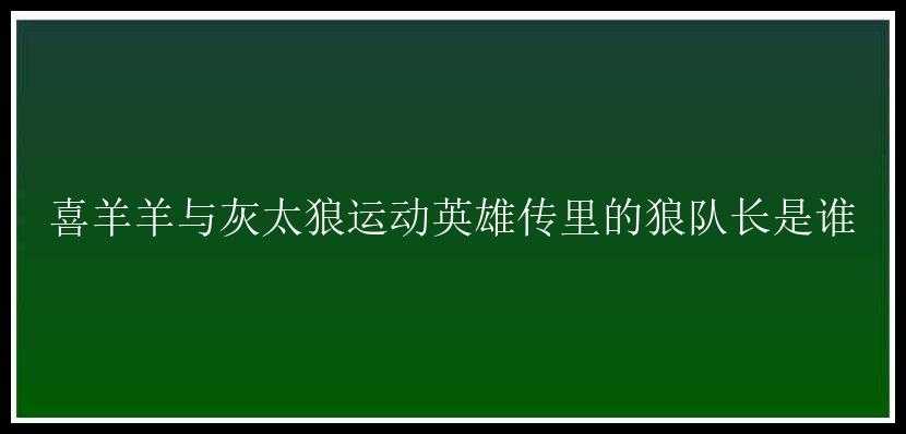 喜羊羊与灰太狼运动英雄传里的狼队长是谁