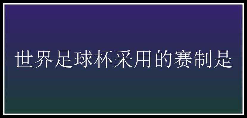 世界足球杯采用的赛制是