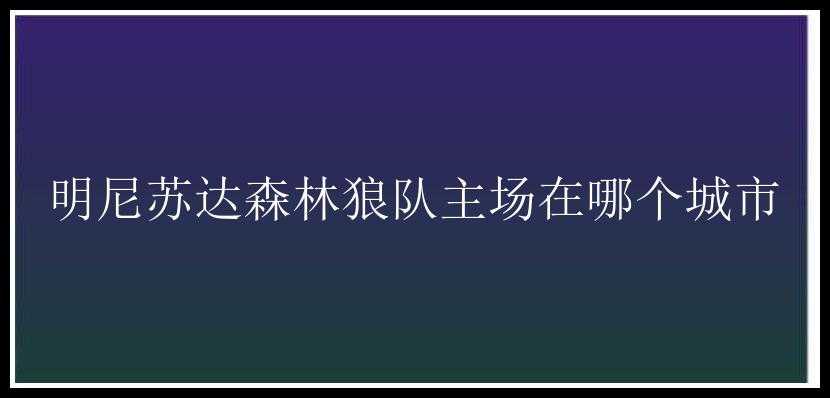 明尼苏达森林狼队主场在哪个城市