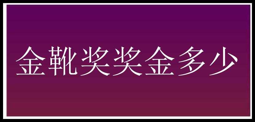 金靴奖奖金多少