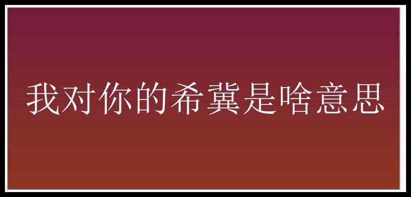 我对你的希冀是啥意思