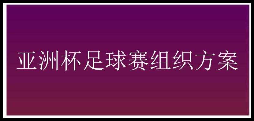 亚洲杯足球赛组织方案