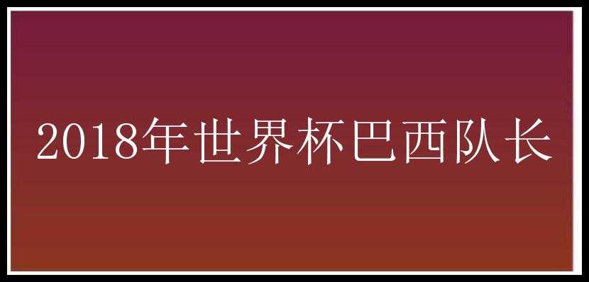 2018年世界杯巴西队长