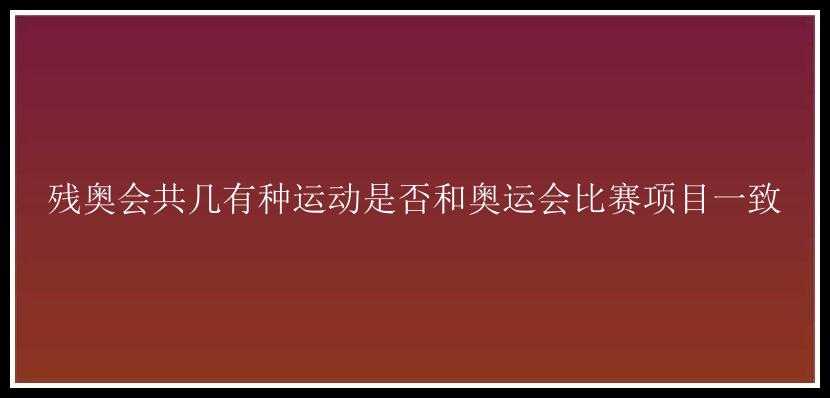 残奥会共几有种运动是否和奥运会比赛项目一致