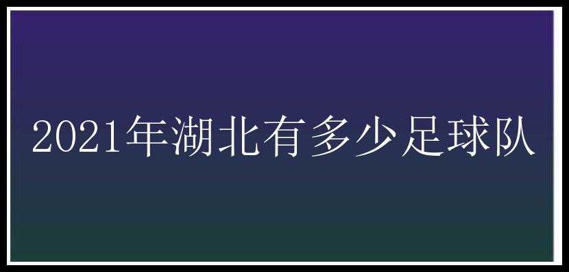 2021年湖北有多少足球队