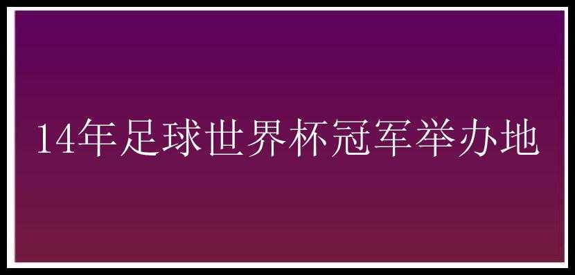 14年足球世界杯冠军举办地