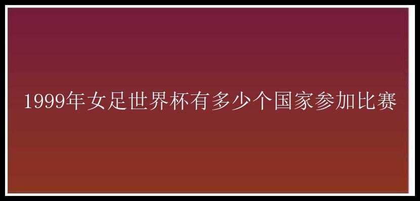 1999年女足世界杯有多少个国家参加比赛