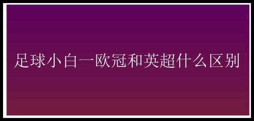 足球小白一欧冠和英超什么区别