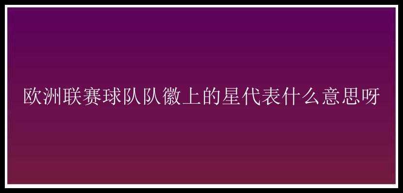 欧洲联赛球队队徽上的星代表什么意思呀