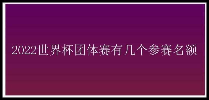 2022世界杯团体赛有几个参赛名额