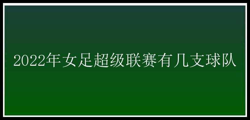 2022年女足超级联赛有几支球队