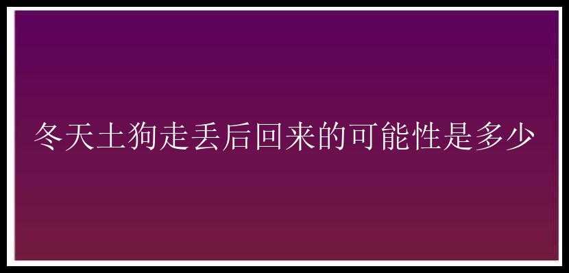 冬天土狗走丢后回来的可能性是多少