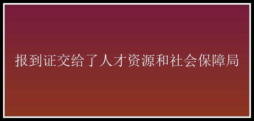 报到证交给了人才资源和社会保障局