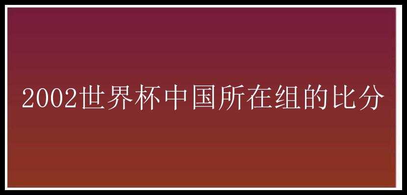 2002世界杯中国所在组的比分