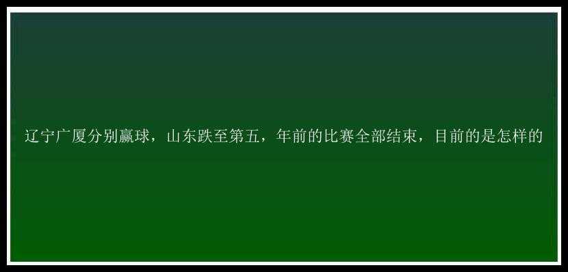 辽宁广厦分别赢球，山东跌至第五，年前的比赛全部结束，目前的是怎样的