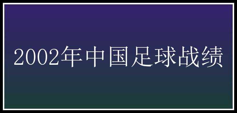 2002年中国足球战绩