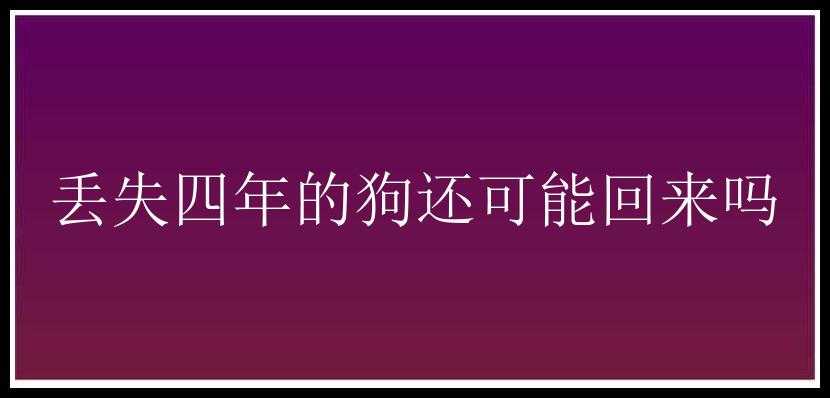 丢失四年的狗还可能回来吗