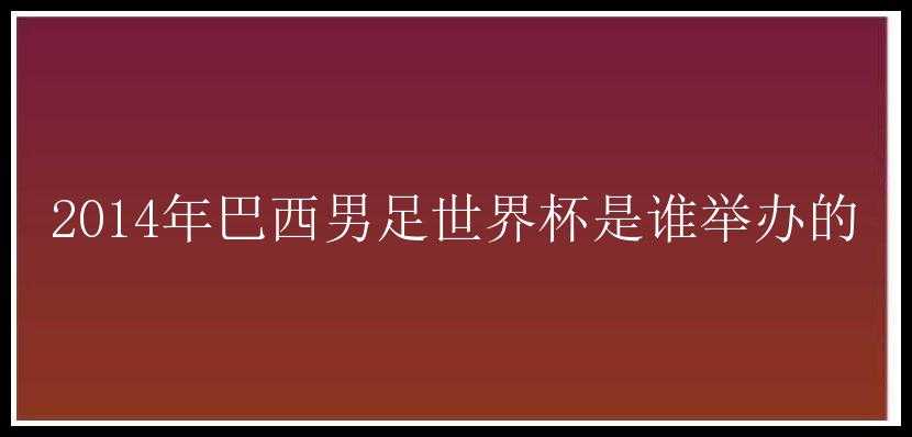 2014年巴西男足世界杯是谁举办的