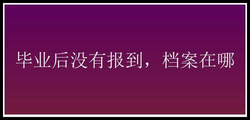 毕业后没有报到，档案在哪