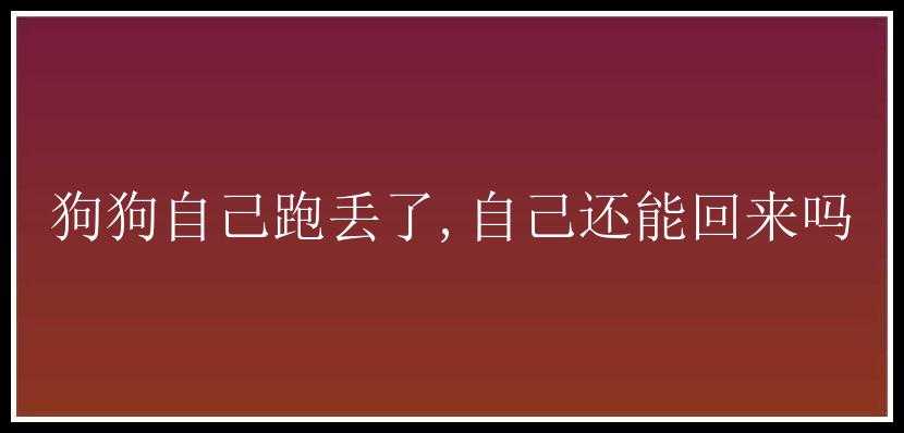 狗狗自己跑丢了,自己还能回来吗