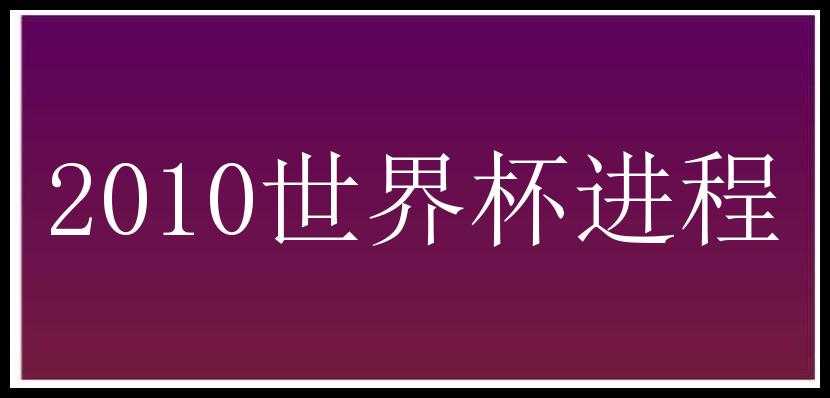 2010世界杯进程