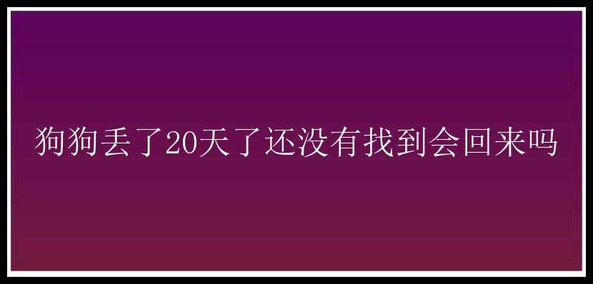 狗狗丢了20天了还没有找到会回来吗