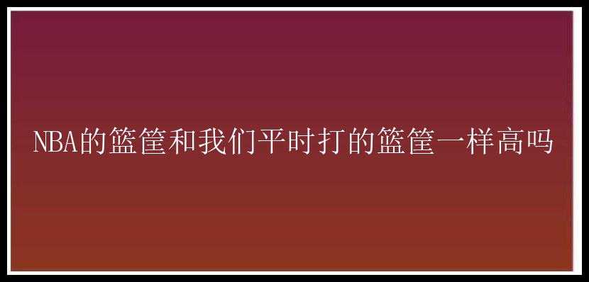 NBA的篮筐和我们平时打的篮筐一样高吗