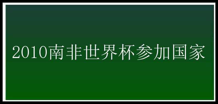 2010南非世界杯参加国家