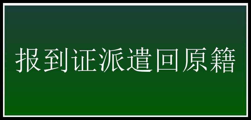 报到证派遣回原籍