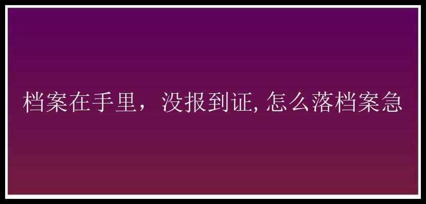 档案在手里，没报到证,怎么落档案急