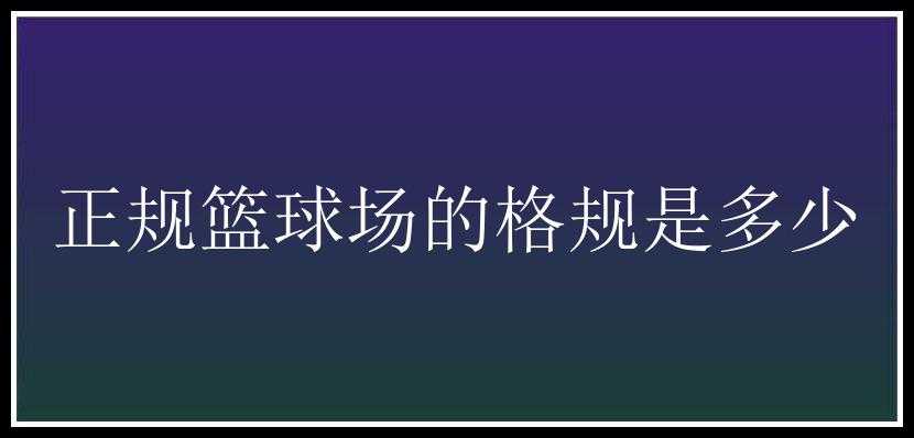 正规篮球场的格规是多少