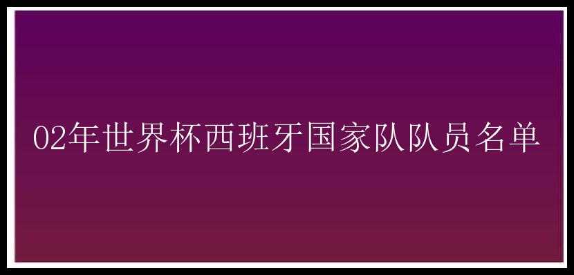 02年世界杯西班牙国家队队员名单