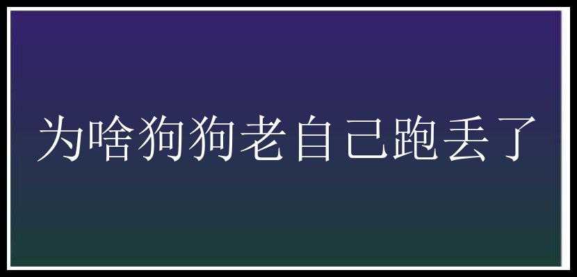 为啥狗狗老自己跑丢了