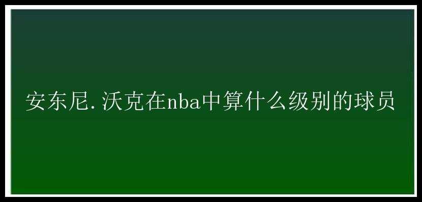 安东尼.沃克在nba中算什么级别的球员