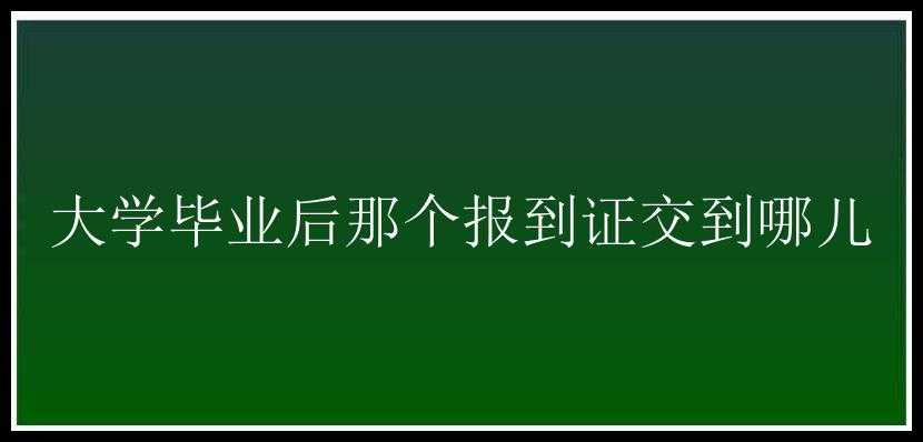 大学毕业后那个报到证交到哪儿