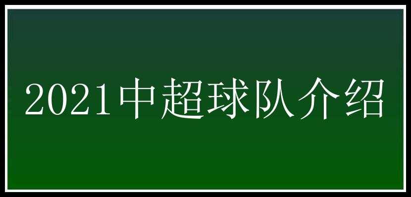 2021中超球队介绍