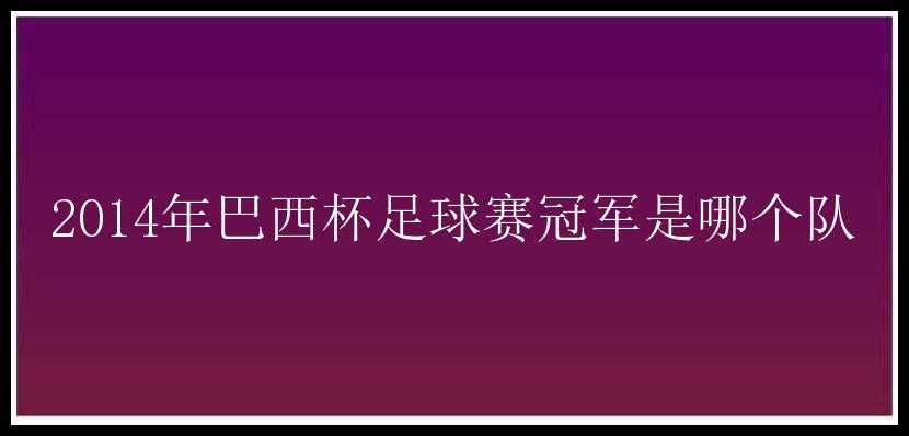 2014年巴西杯足球赛冠军是哪个队