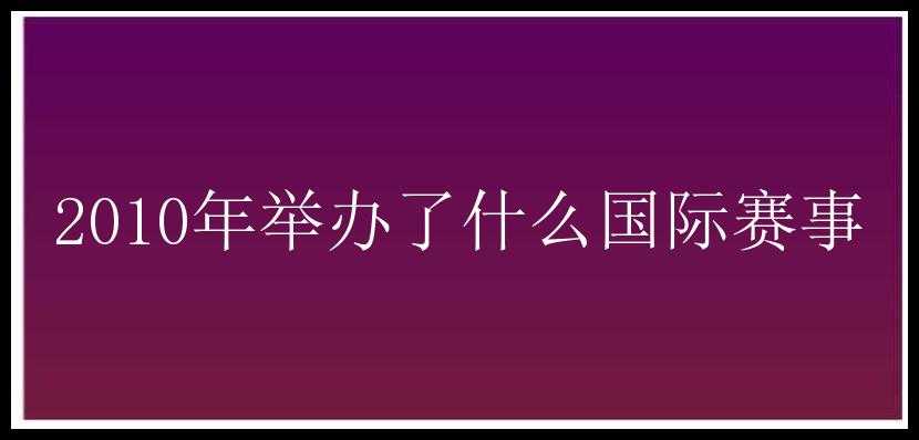 2010年举办了什么国际赛事