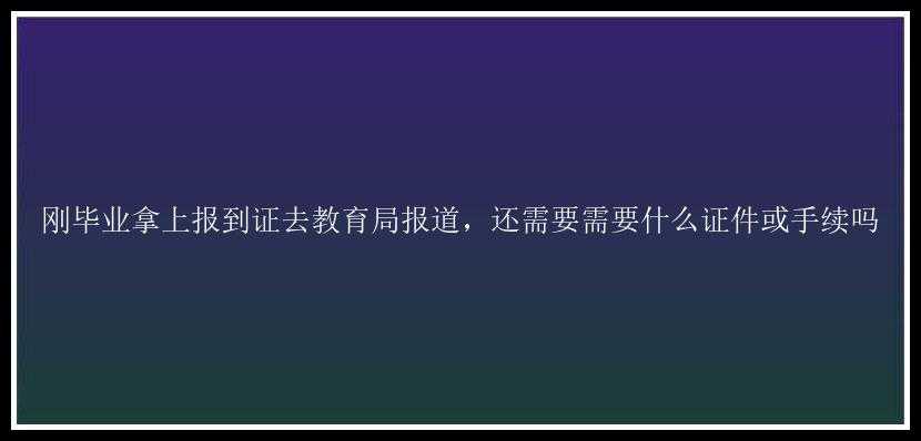 刚毕业拿上报到证去教育局报道，还需要需要什么证件或手续吗