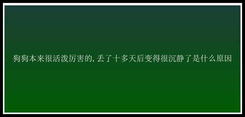 狗狗本来很活泼厉害的,丢了十多天后变得很沉静了是什么原因