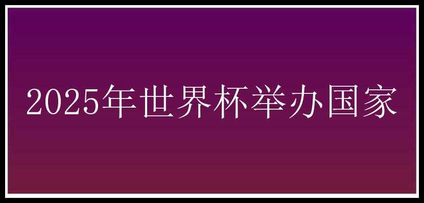 2025年世界杯举办国家