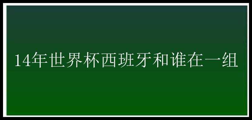 14年世界杯西班牙和谁在一组