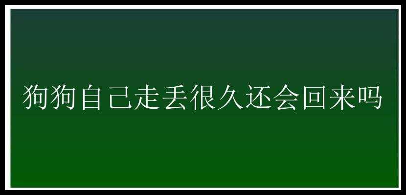 狗狗自己走丢很久还会回来吗