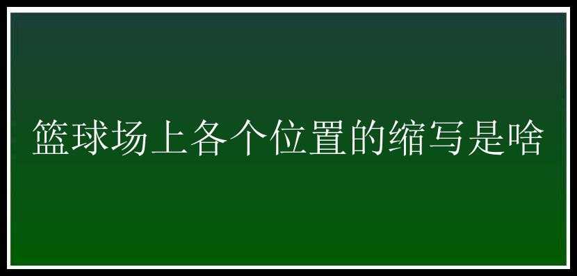 篮球场上各个位置的缩写是啥