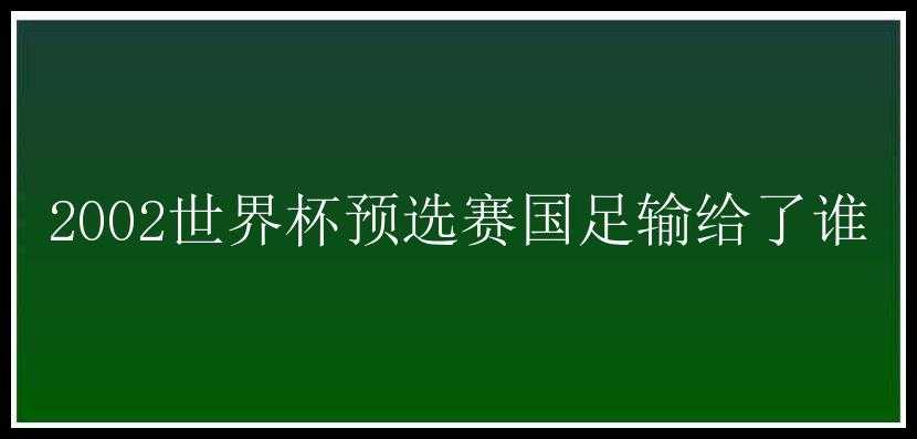 2002世界杯预选赛国足输给了谁