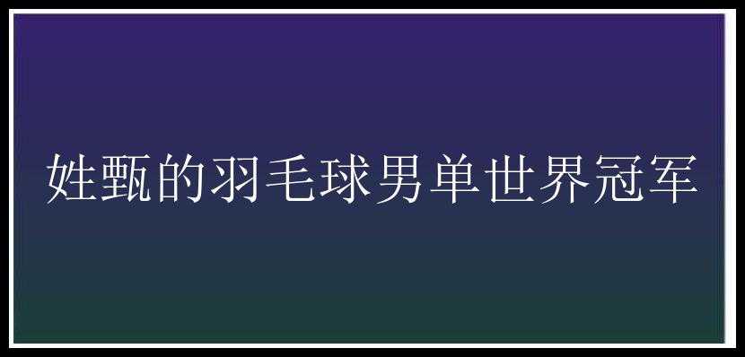 姓甄的羽毛球男单世界冠军