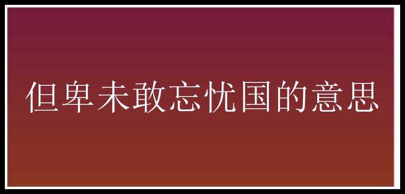 但卑未敢忘忧国的意思